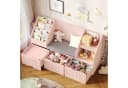 Homfa Kinderregal Sitzbank Rosa/Weiß mit Schubladen & Rädern Bild 1