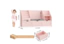 Homfa Kinderregal Sitzbank Rosa/Weiß mit Schubladen & Rädern Bild 3