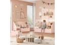 Homfa Kinderregal Sitzbank Rosa/Weiß mit Schubladen & Rädern Bild 5