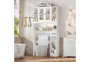 Homfa Badregal Weiß mit Glastüren und Toilettenpapierhalter Bild 5