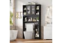 Homfa Badregal Toilettenregal mit Glastüren und Toilettenpapierhalter Schwarz Bild 5
