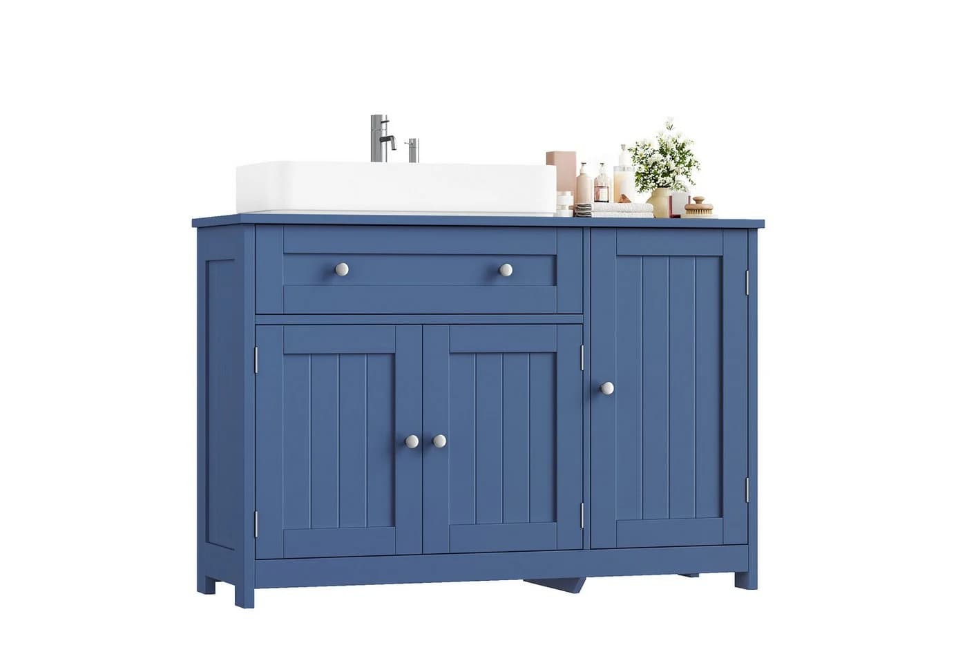Homfa Waschbeckenunterschrank Blau mit 1 Schublade und 3 Türen - Bild 2
