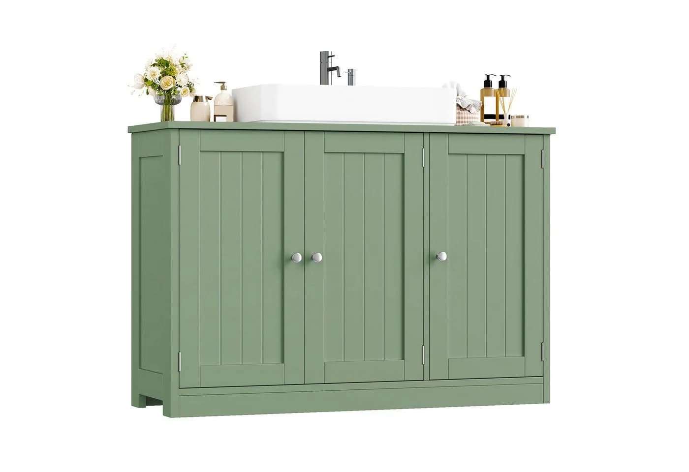 Homfa Waschbeckenunterschrank Weiß 90 cm mit 3 Türen - Bild 2