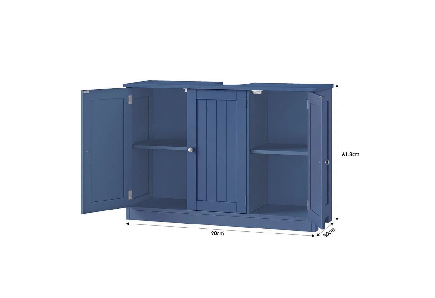Homfa Waschbeckenunterschrank Weiß 90 cm Landhausstil - Bild 3