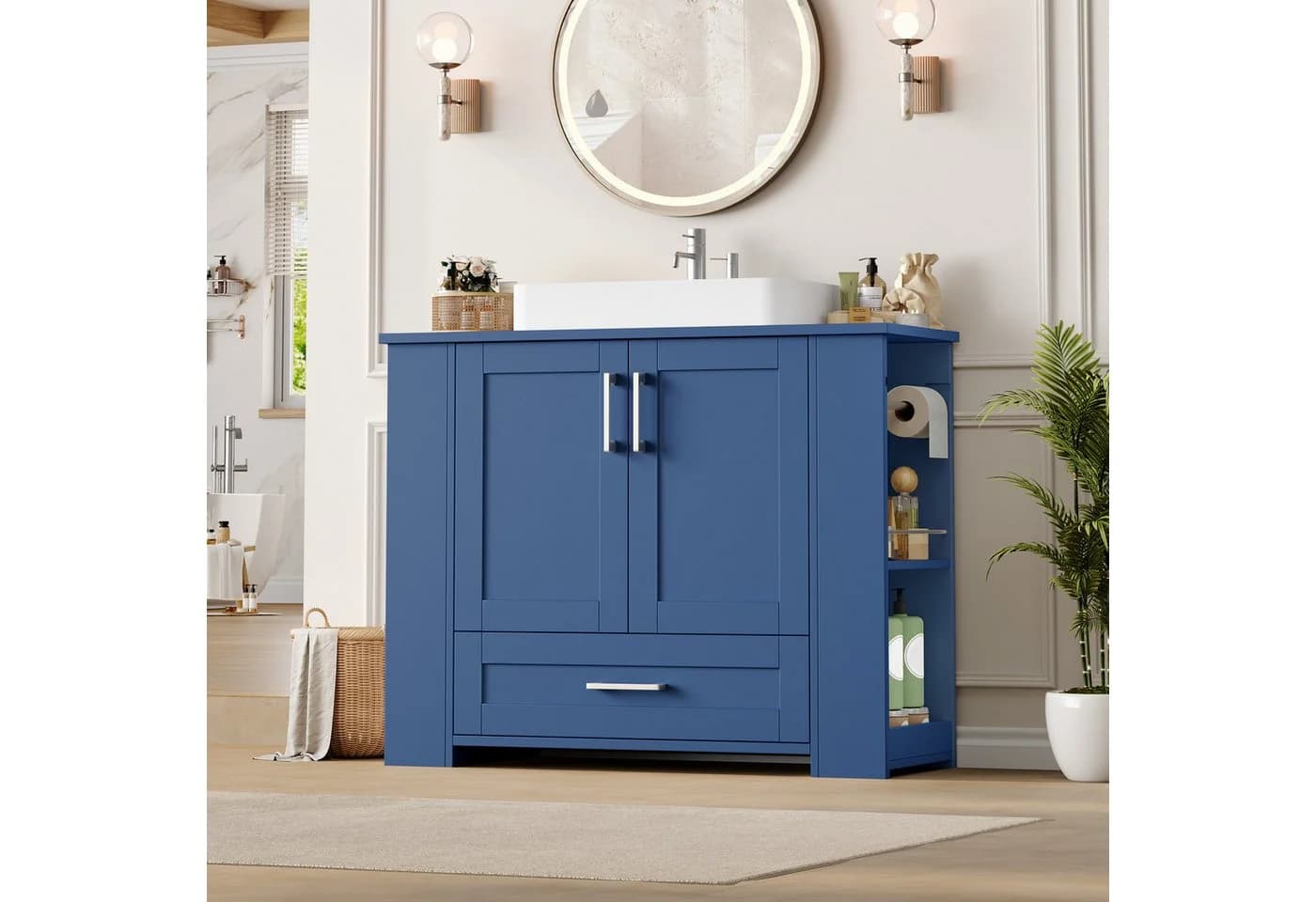 Homfa Waschbeckenunterschrank Blau 1 Schublade 2 Türen - Bild 4