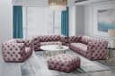 Fun Möbel Sofaset NATALIE 3-2-1 mit Hocker Rosa Plüschstoff Bild 1