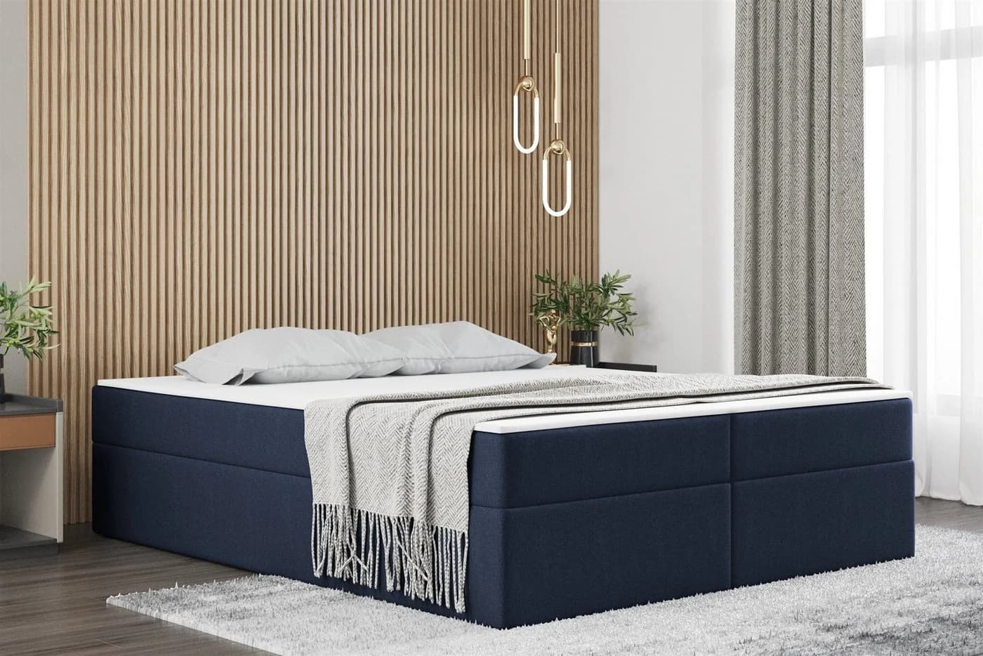 Fun Möbel Boxbett Dachschräge PRIMA Blau mit Bettkasten und Topper