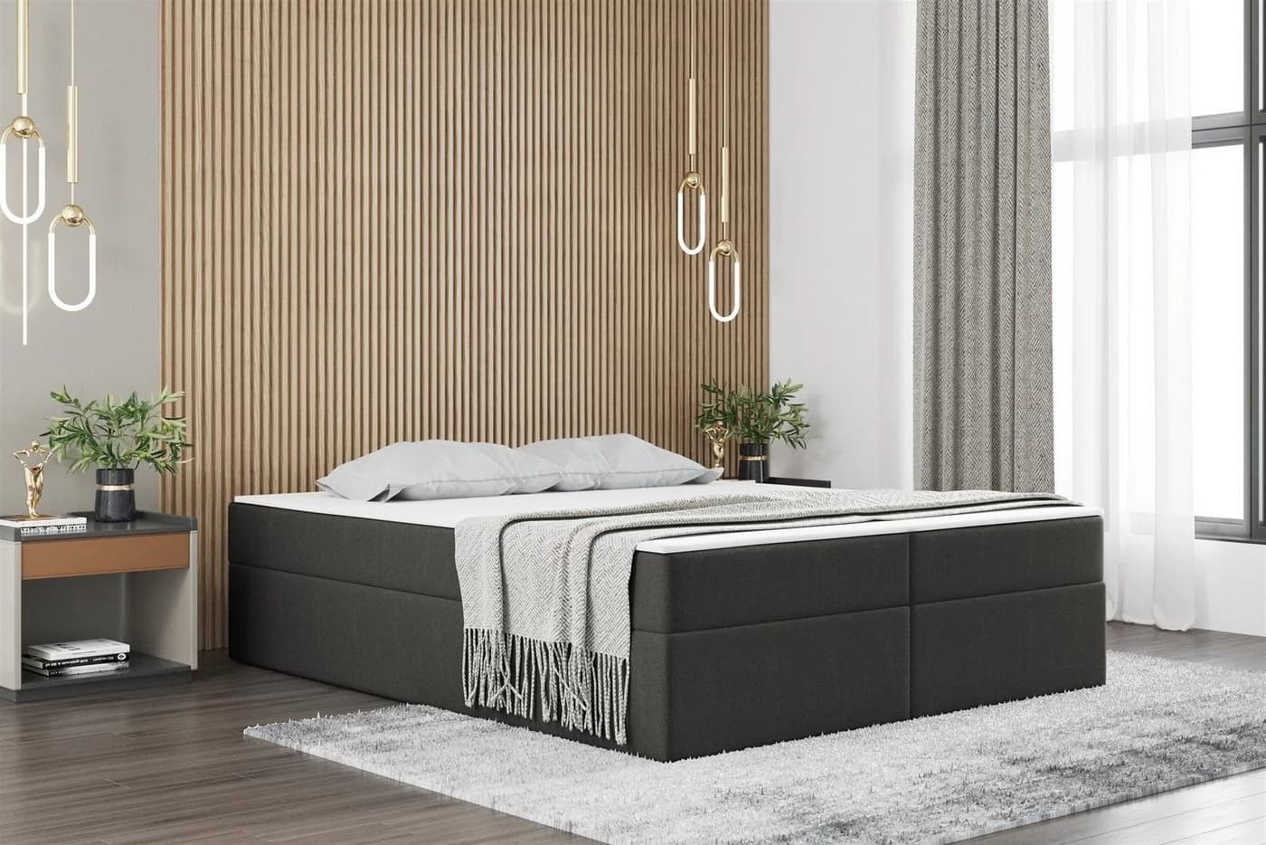 Fun Möbel Boxbett Dachschräge PRIMA mit Bettkasten und Topper grau - Bild 2