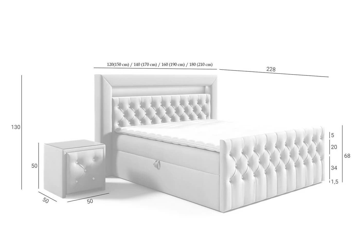 Fun Möbel Boxbett SEVRA Nr.1 mit LED-Beleuchtung und Strasssteinen - Bild 3