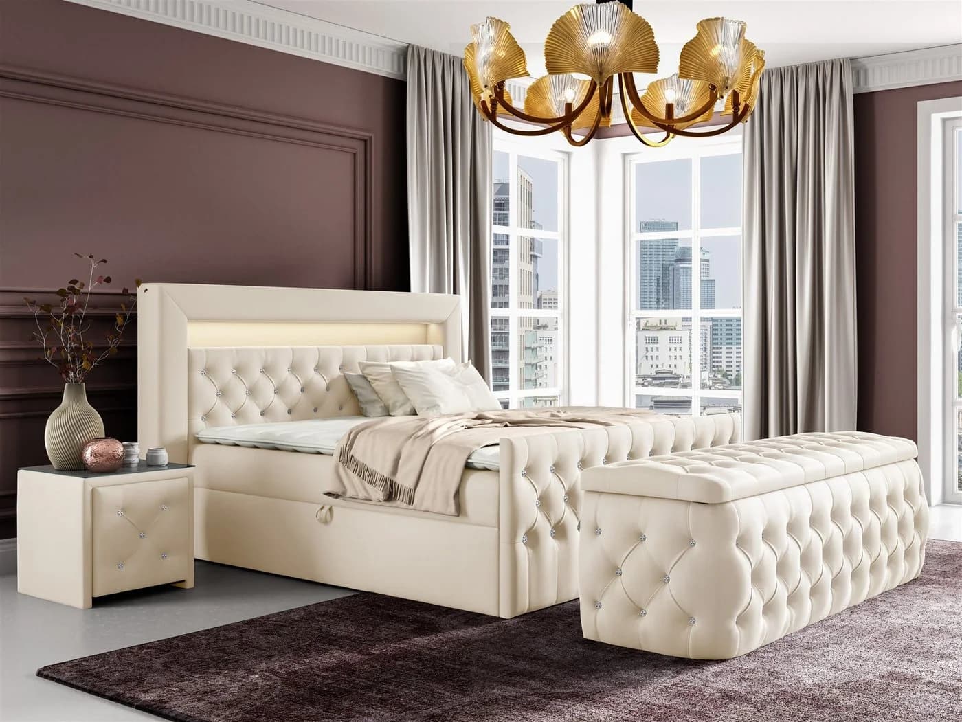 Fun Möbel Boxbett SEVRA Nr.1 mit LED-Beleuchtung und Strasssteinen - Bild 4