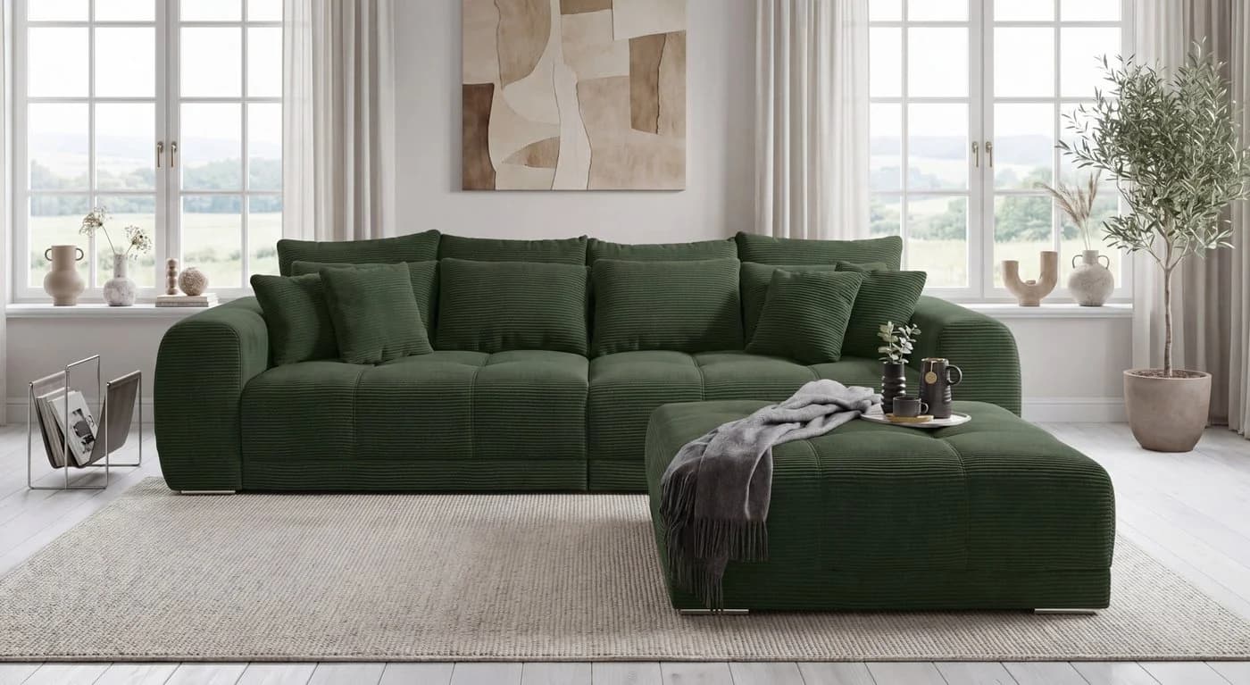 luma-home Big-Sofa 15172 XXL-Couch Grün Federkernpolsterung - Bild 3