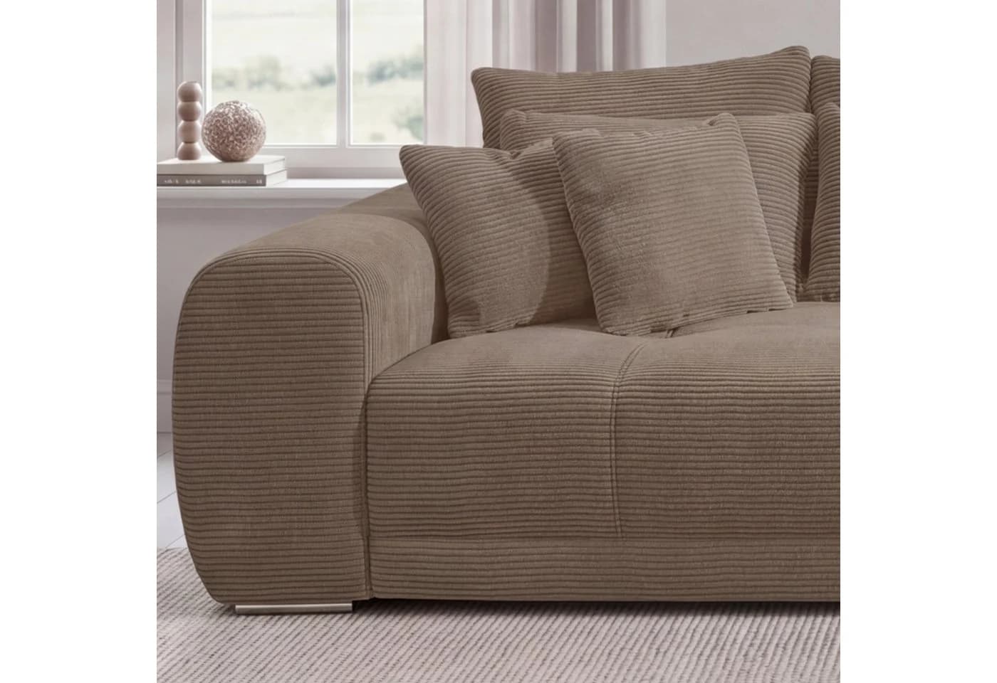 luma-home Big-Sofa 15174 XXL-Couch 306x134x86 cm Federkernpolsterung Braun - Bild 4