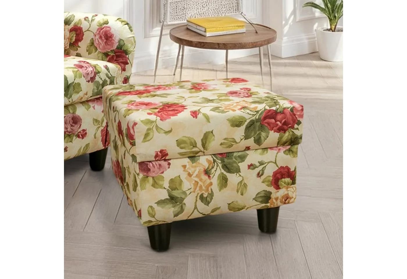 luma-home Ohrensessel 18004-OTTO mit Hocker, Blumenmuster, Lesesessel - Bild 4