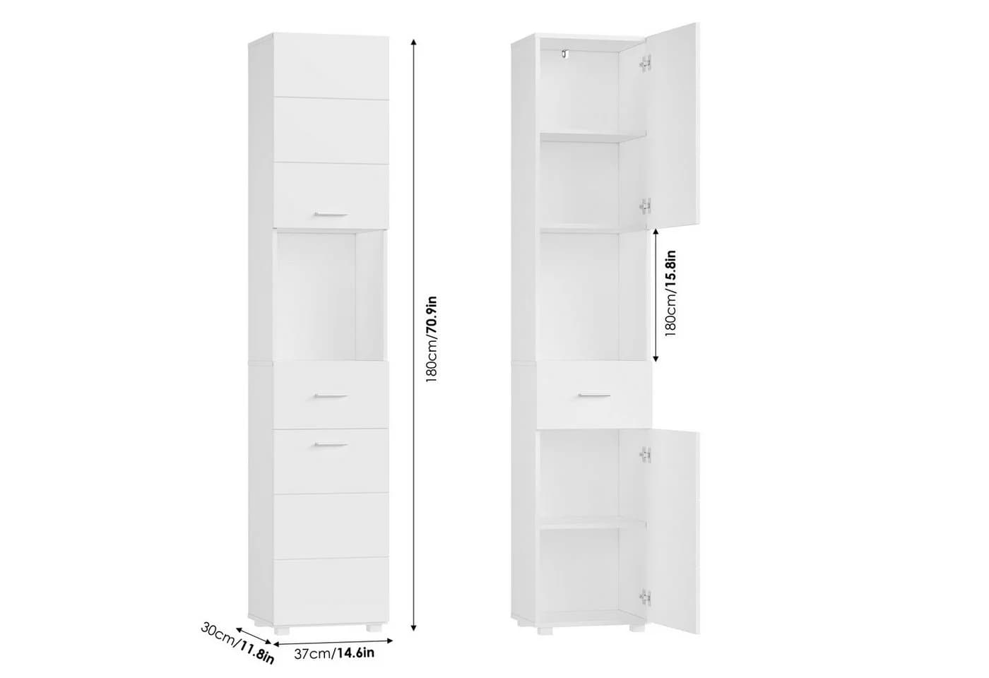 Homfa Hochschrank Weiß Soft-Close-Funktion - Bild 3
