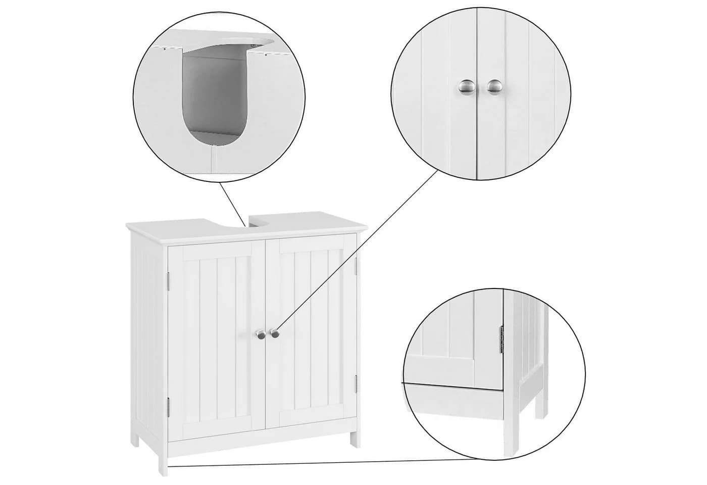 Homfa Waschbeckenunterschrank Weiß MDF 60x30x60cm - Bild 5