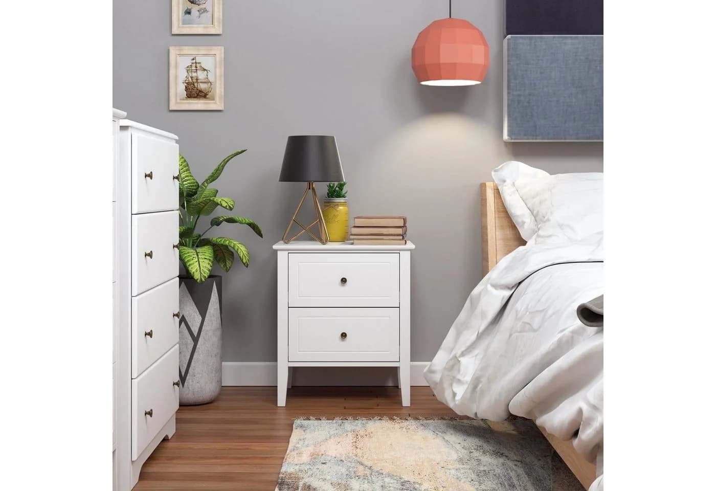 Homfa Nachttisch Nachtschrank mit 2 Schubladen Weiß Holz - Bild 4