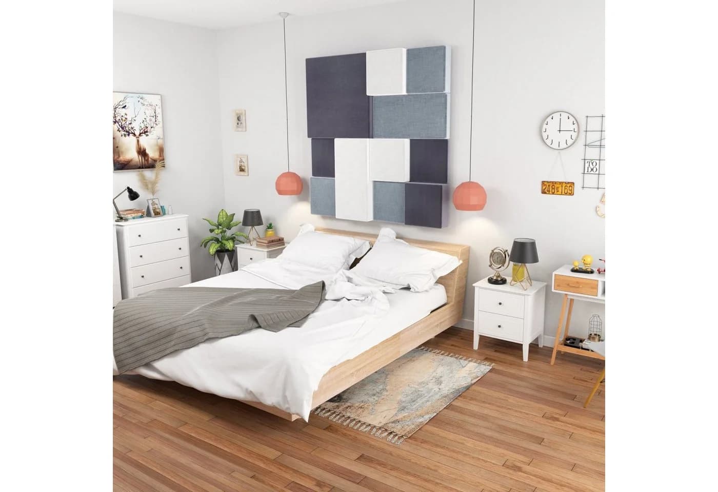 Homfa Nachttisch Nachtschrank mit 2 Schubladen Weiß Holz - Bild 5