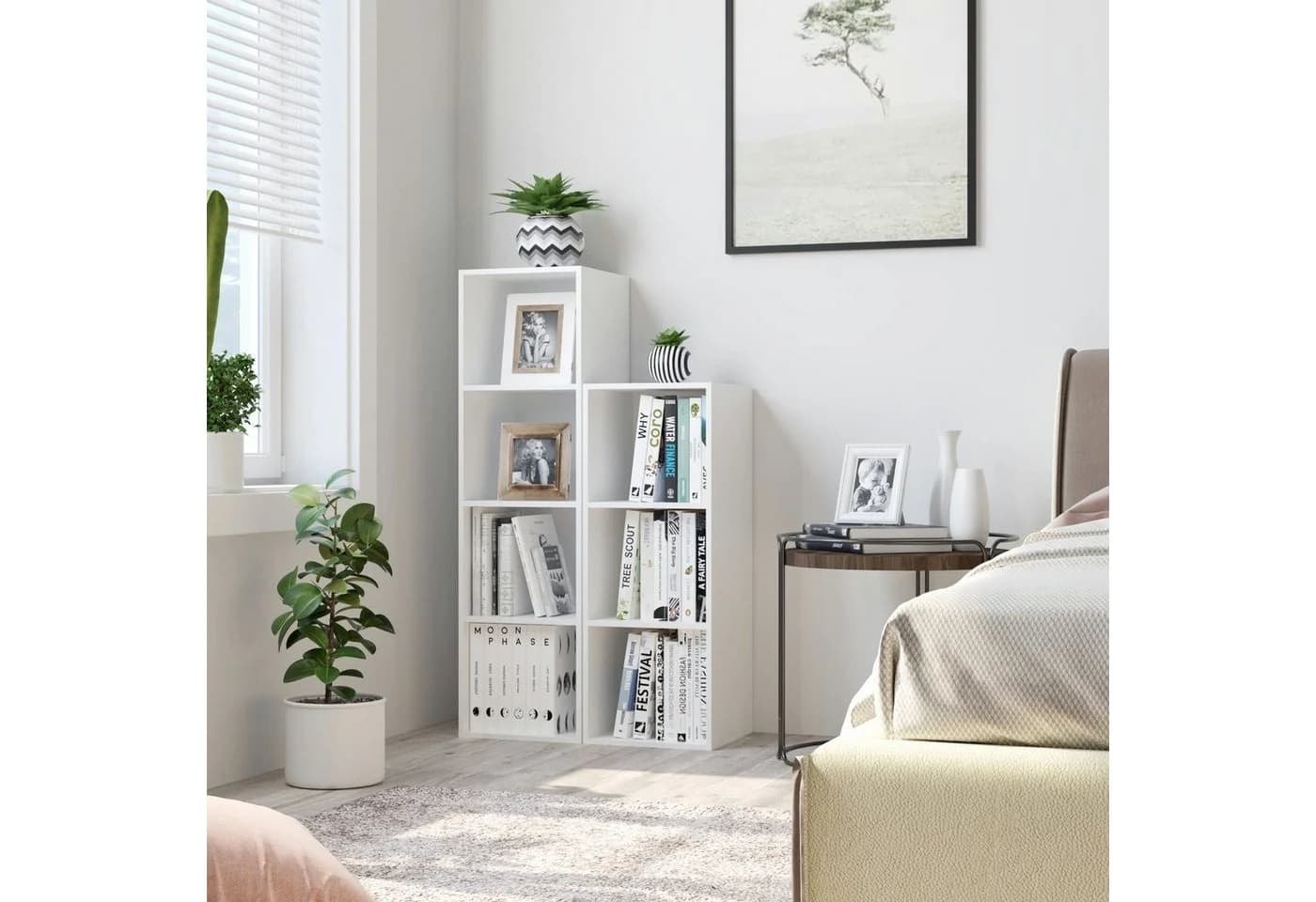 Homfa Bücherregal 4 Fächer Weiß Holz Standregal - Bild 3