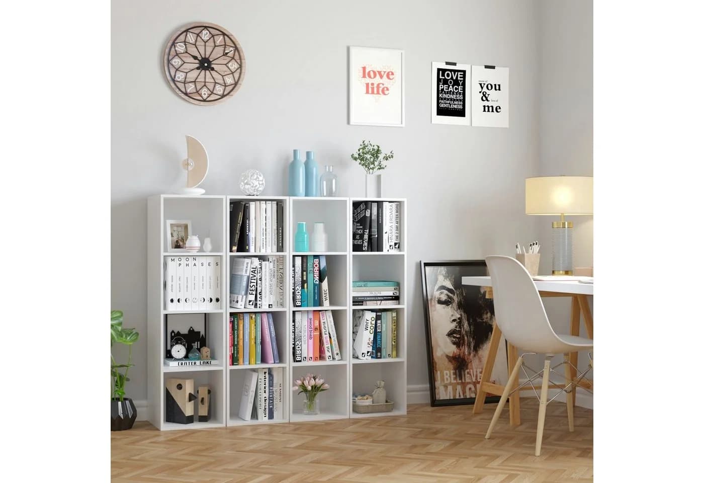 Homfa Bücherregal 4 Fächer Weiß Holz Standregal - Bild 5