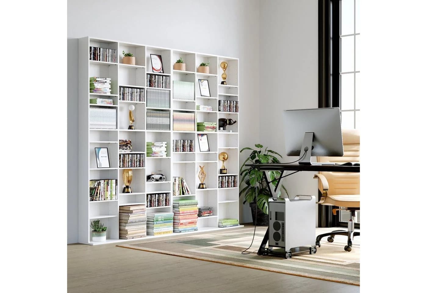 Homfa CD-Regal mit 27 Fächern höhenverstellbar Weiß - Bild 4