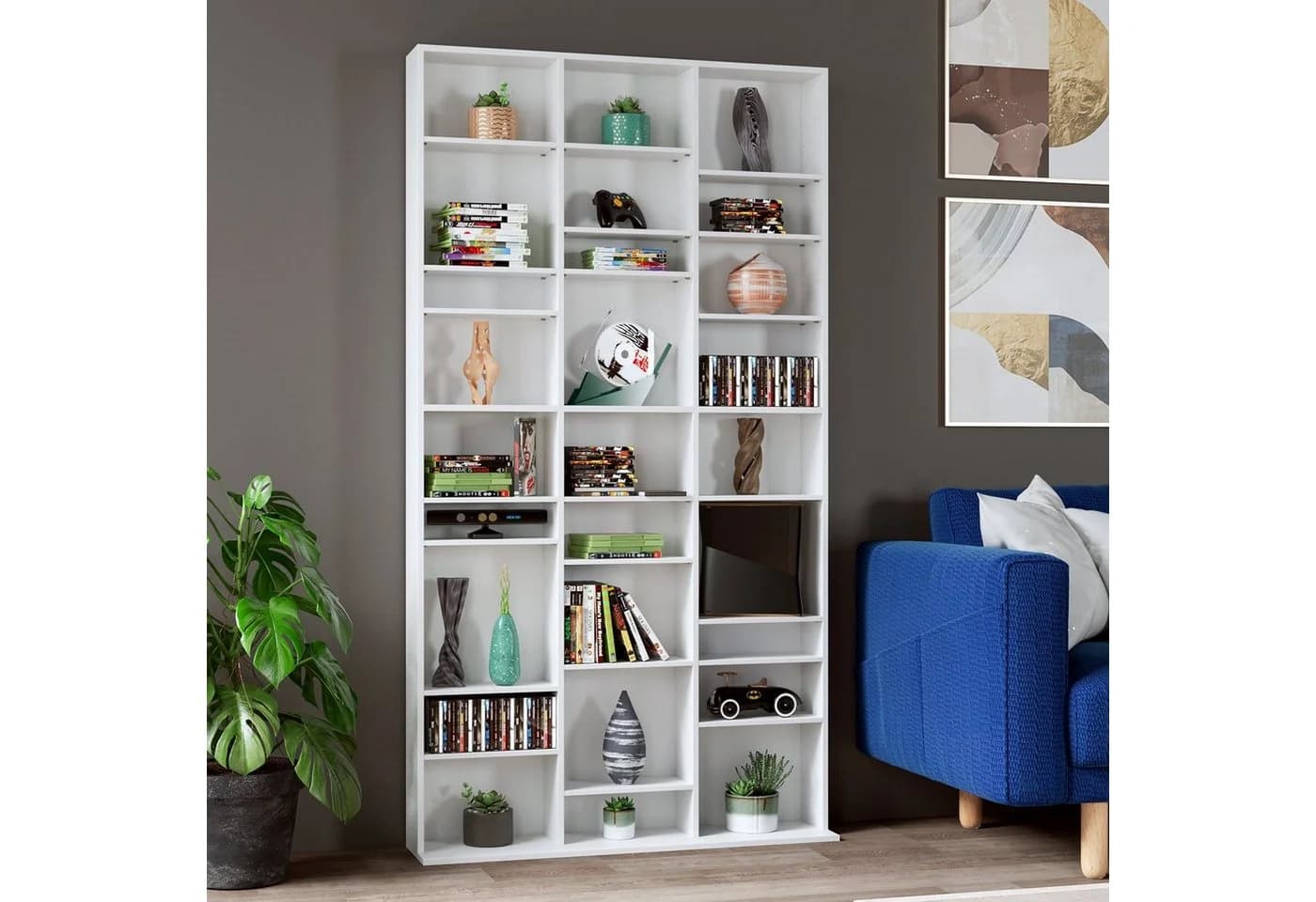 Homfa CD-Regal mit 27 Fächern höhenverstellbar Weiß - Bild 5