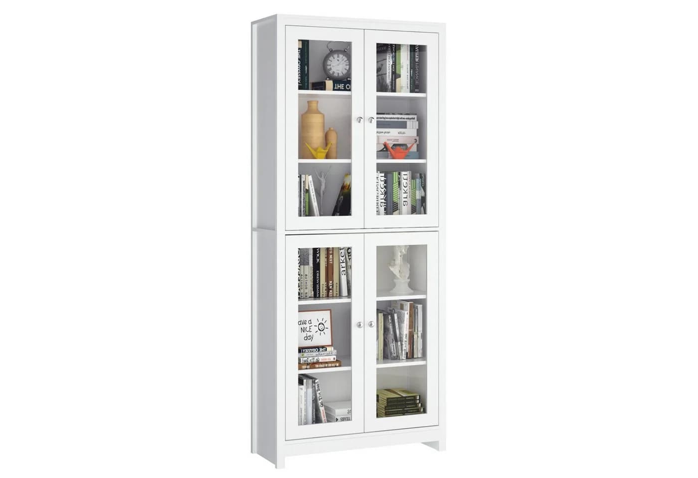 Homfa Vitrinenschrank Bücherschrank 190 cm 4 Glastüren Weiß - Bild 2