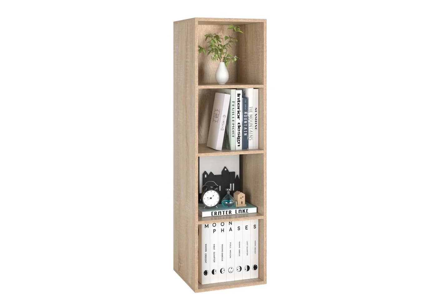 Homfa Bücherregal mit 4 Fächern, Regal Eiche Standregal Holzregal 30x30x106cm - Bild 2