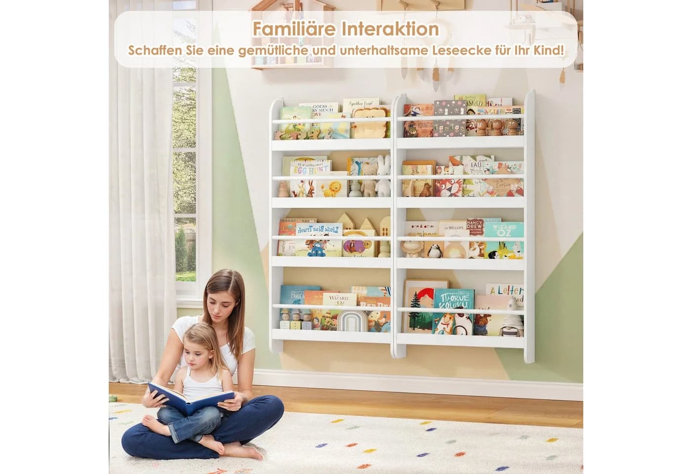 Homfa Kinderregal Wandregal mit 4 Ablagen Weiß - Bild 5