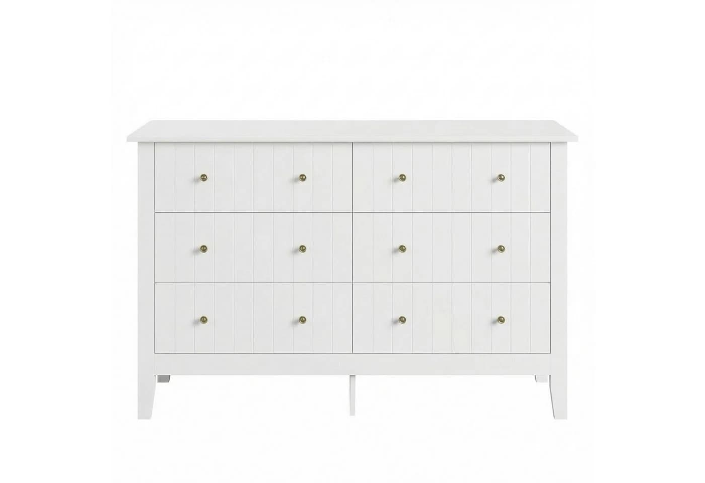 Homfa Kommode Sideboard 6 Schubladen Weiß 133x45x79,5 cm - Bild 2