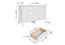 Homfa Kommode Sideboard 6 Schubladen Weiß 133x45x79,5 cm Bild 4