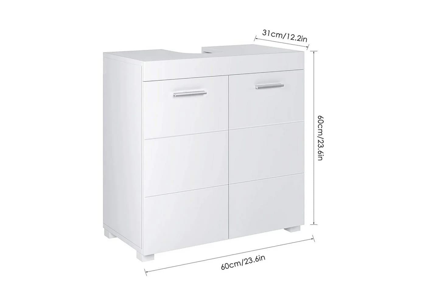 Homfa Waschbeckenunterschrank 2 Türen Weiß 60x31x60 cm - Bild 4