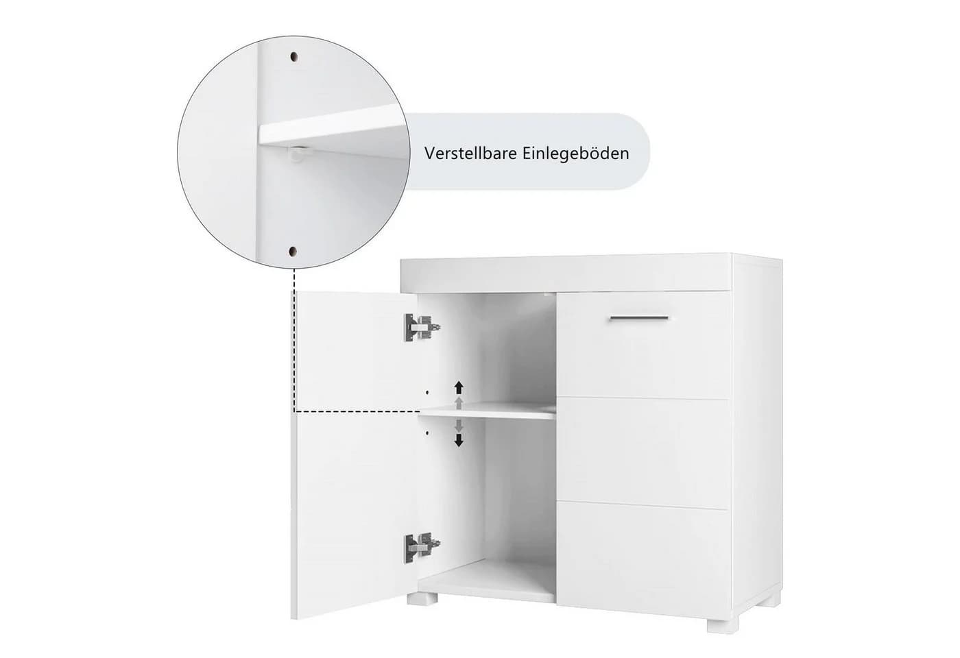 Homfa Waschbeckenunterschrank 2 Türen Weiß 60x31x60 cm - Bild 5