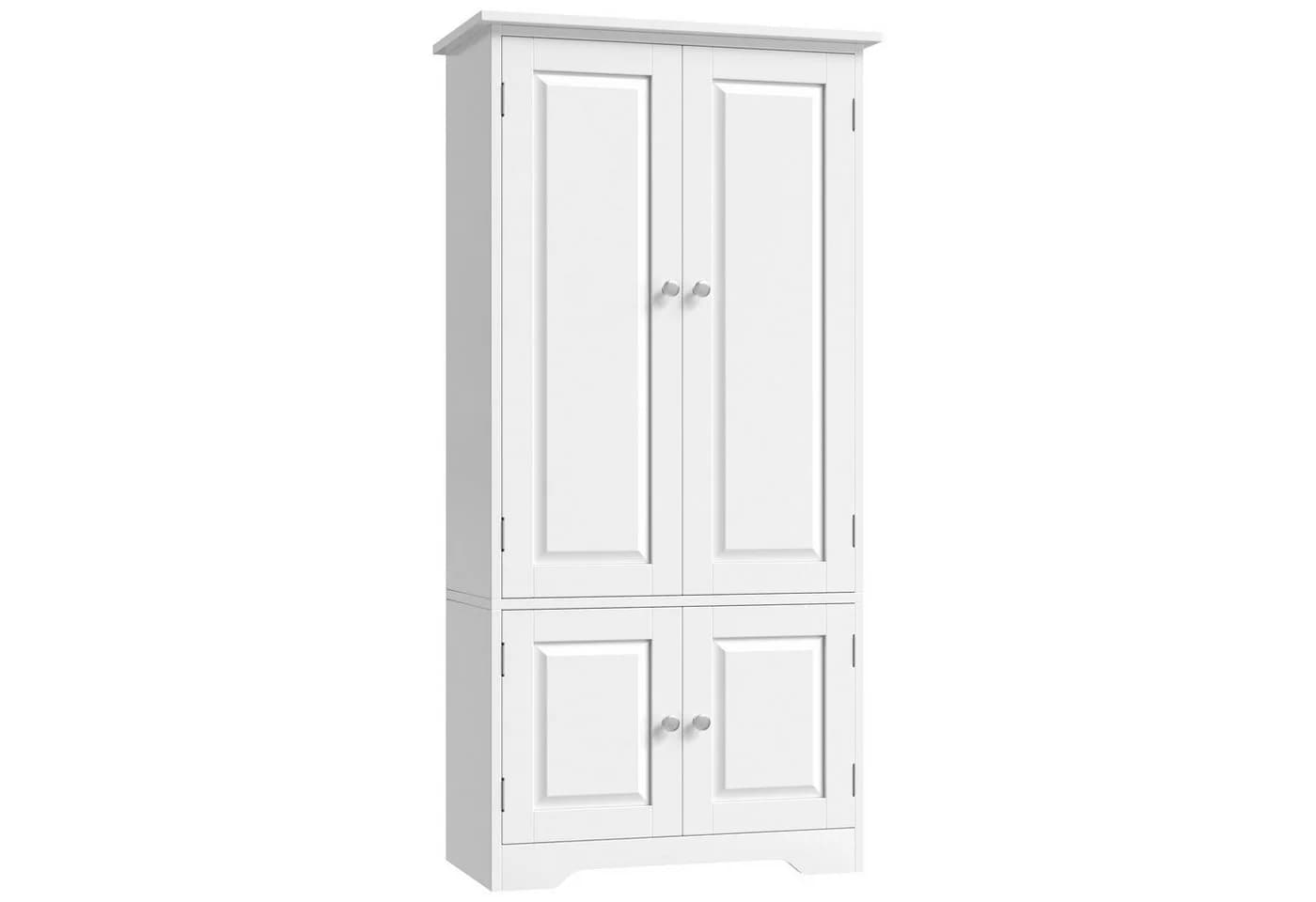 Homfa Mehrzweckschrank Küchenschrank Badezimmerschrank Bücherschrank Wohnzimmerschrank 4 Türen 58x32x123 cm Weiß - Bild 2