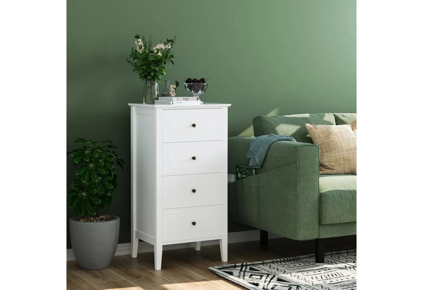 Homfa Kommode 4 Schubladen Weiß 50x40x95cm - Bild 3