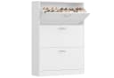 Homfa Schuhschrank 2/3 Klappen Weiß Holz 80/110 x 80 x 23,5 cm Bild 2