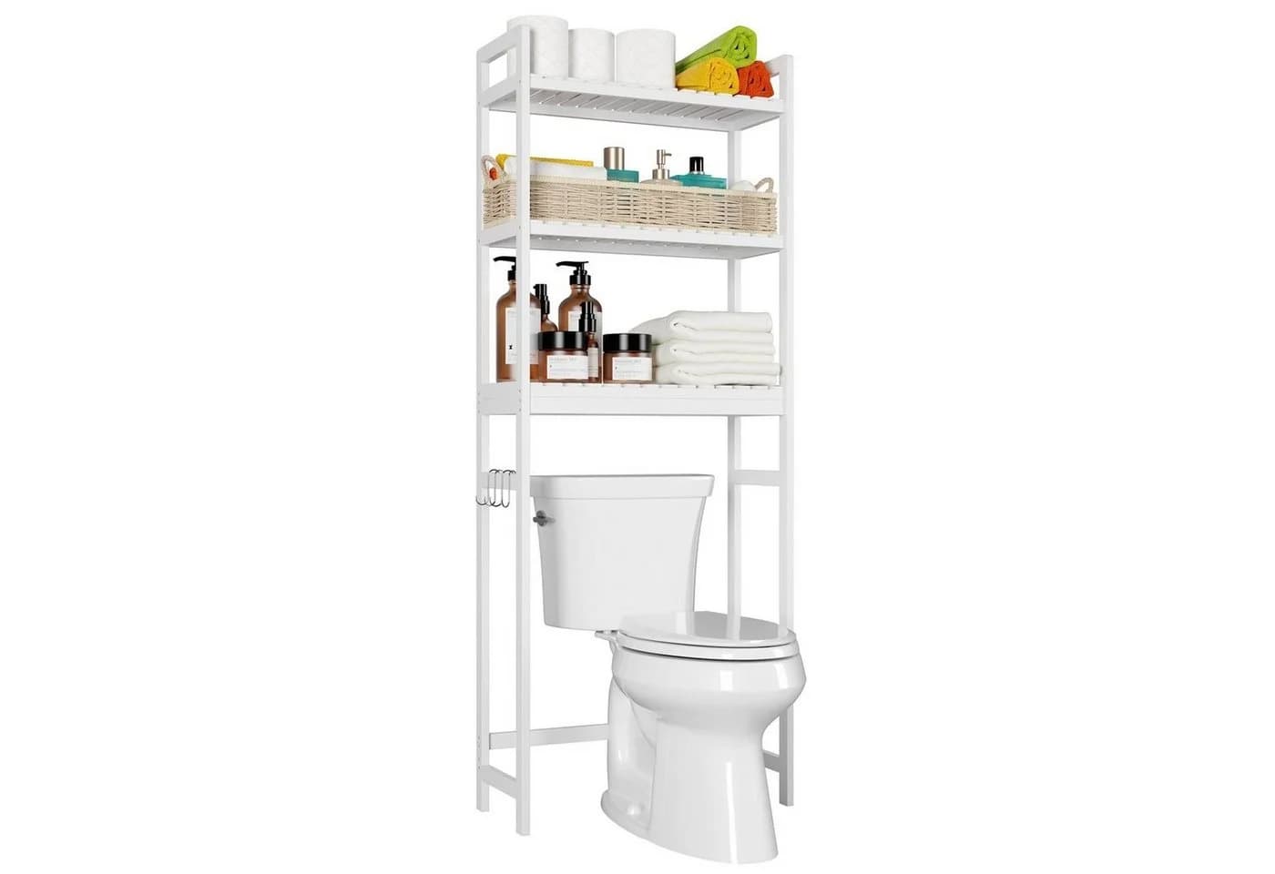 Homfa Badregal Bambus Standregal Weiß 3 Ebenen - Bild 2