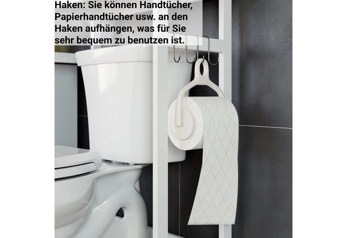 Homfa Badregal Bambus Standregal Weiß 3 Ebenen - Bild 5