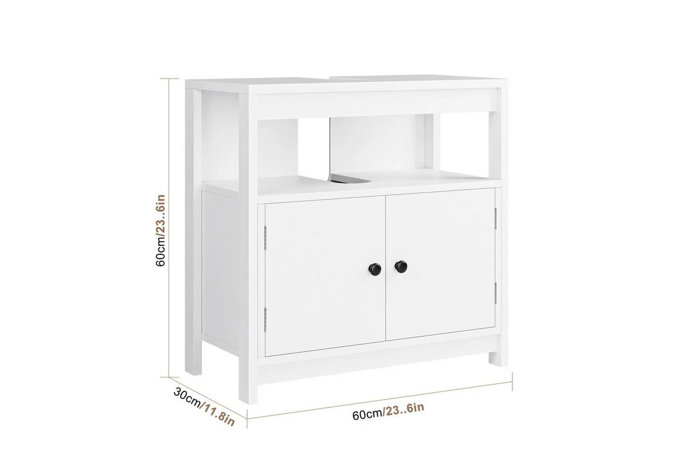 Homfa Waschbeckenunterschrank 60 cm Weiß - Bild 5