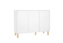 Homfa Sideboard Kommode 3 Türen Weiß Massivholz 107x40x80 cm Bild 2