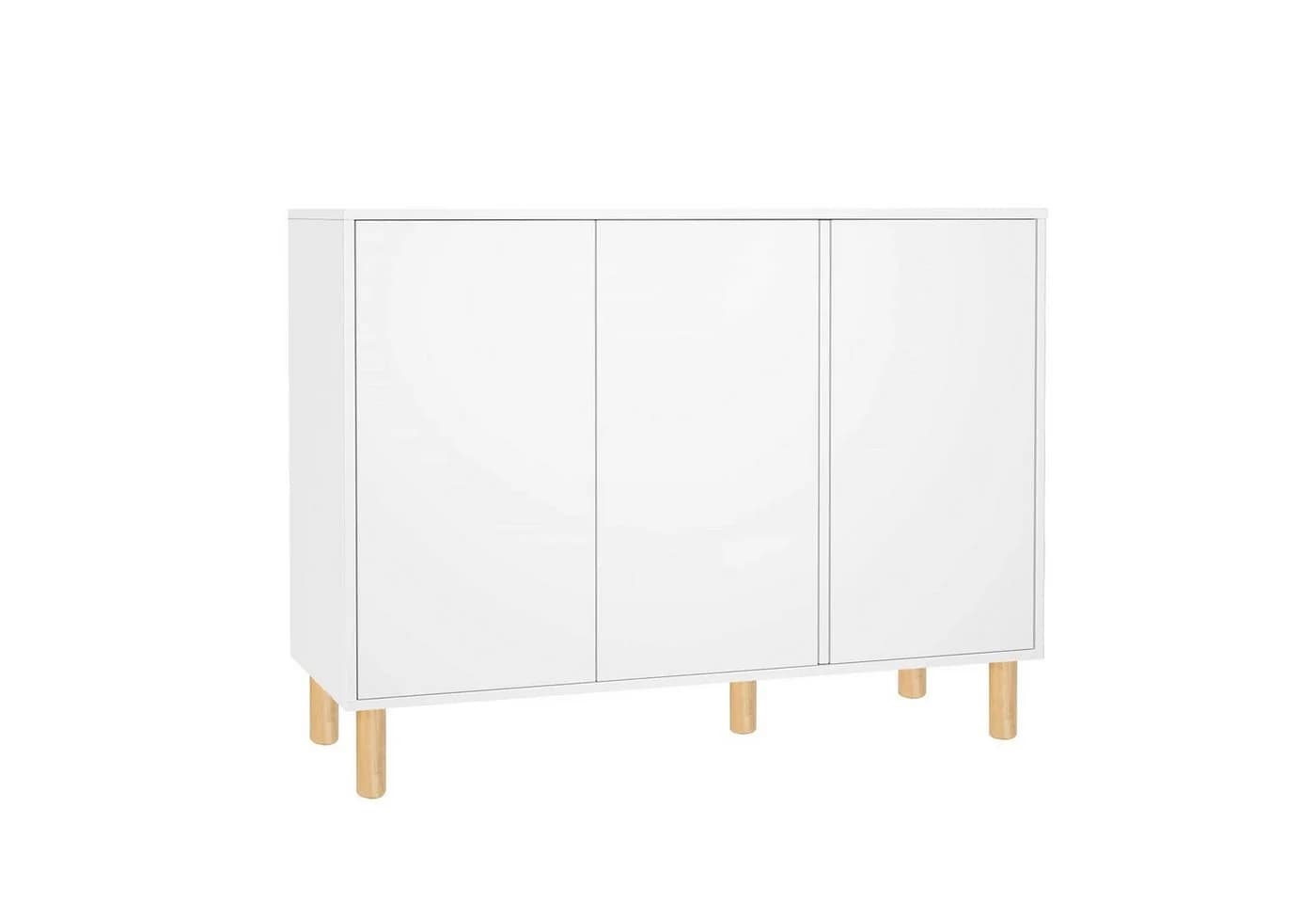 Homfa Sideboard Kommode 3 Türen Weiß Massivholz 107x40x80 cm - Bild 2
