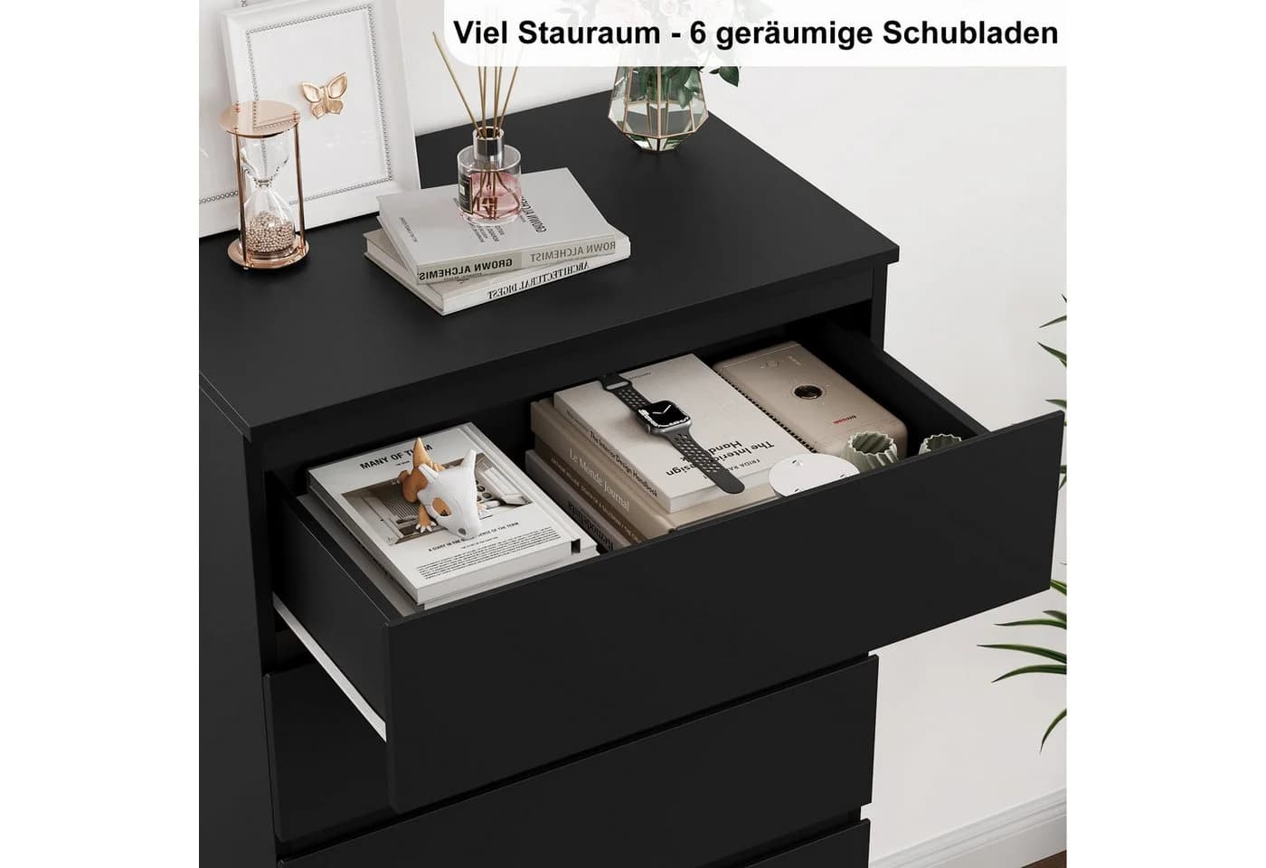 Homfa Kommode, Sideboard mit 6 Schubladen, Schubladenschrank Holz, 60x40x119cm - Bild 3