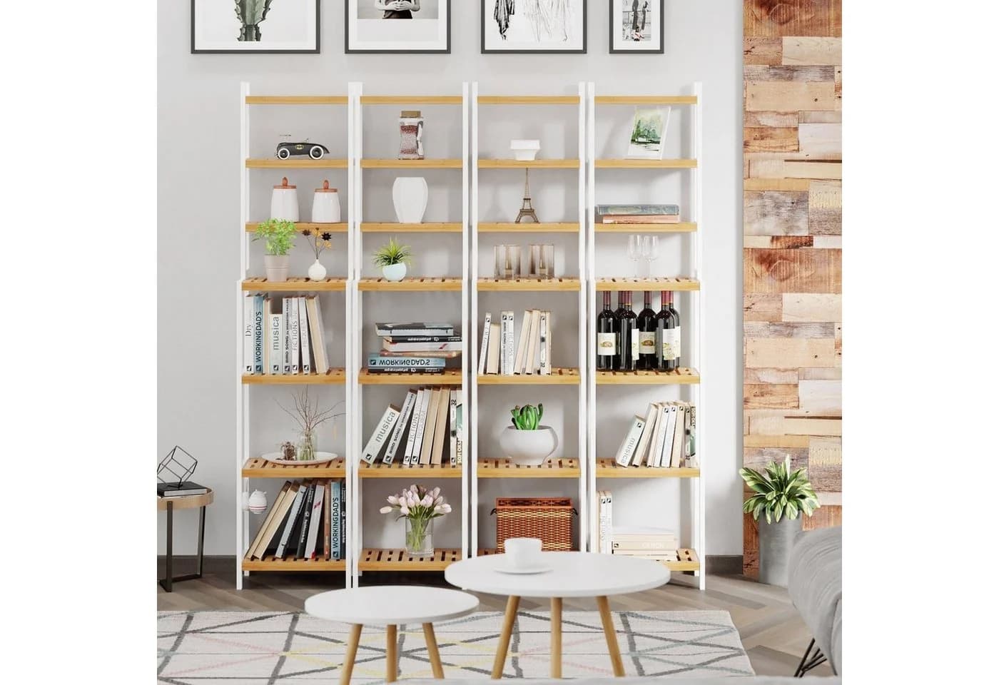 Homfa Badregal 2-IN-1 Design Standregal Schmal 7 Ablagen 160x36x28cm - Bild 3