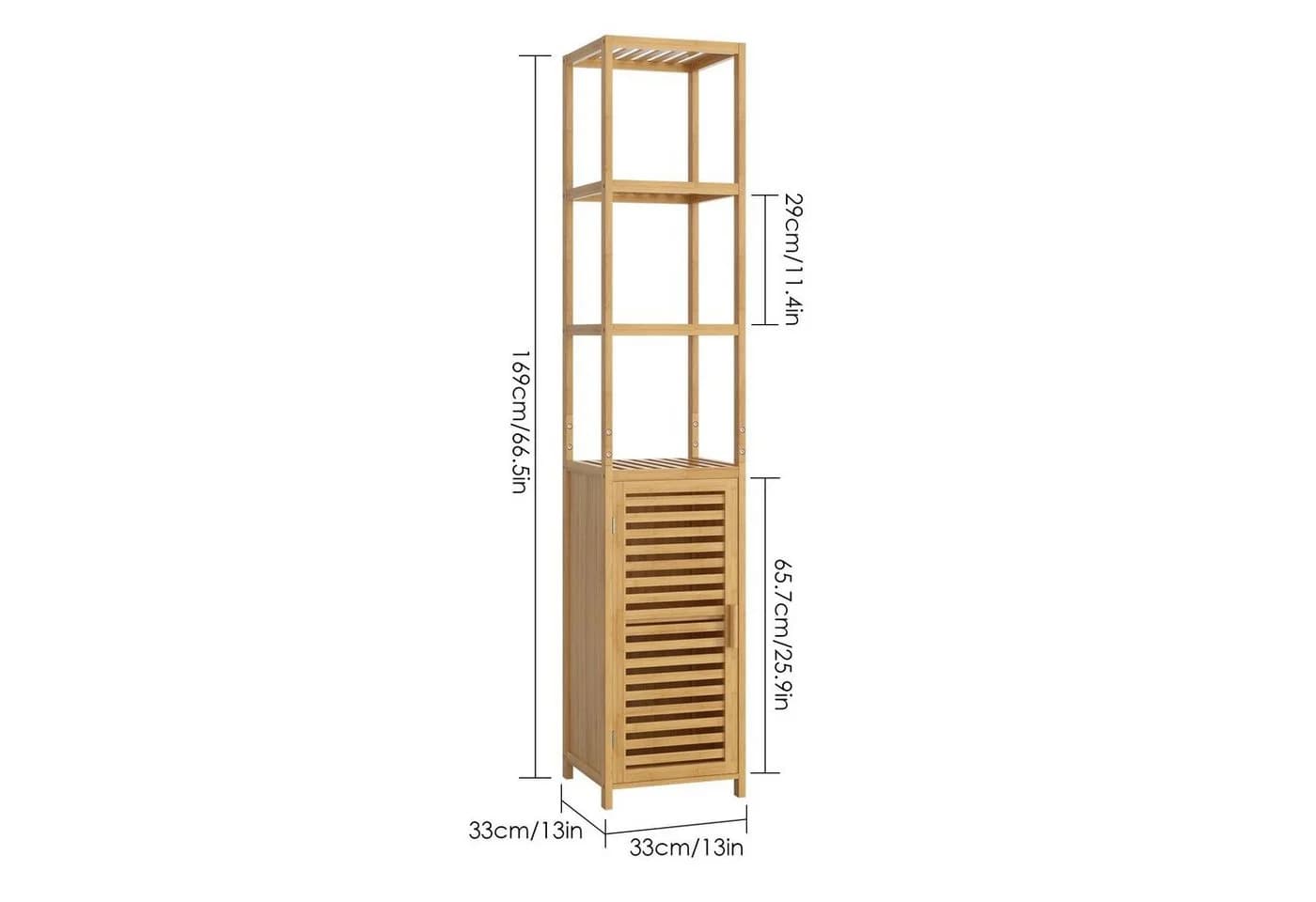 Homfa Hochschrank aus Bambus Badregal 169cm - Bild 5