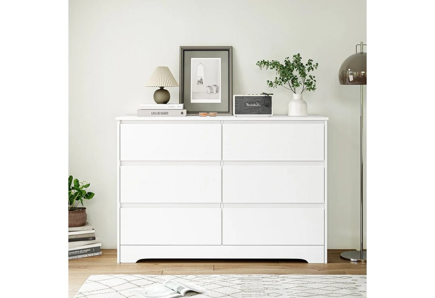 Homfa Kommode Sideboard 6 Schubladen Weiß 120x40x82 cm