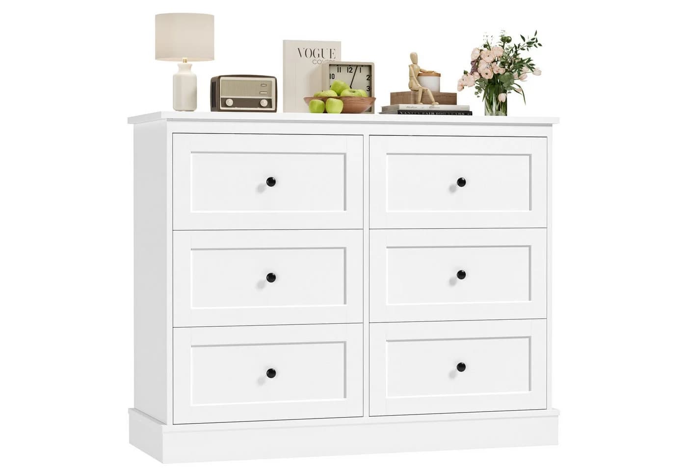 Homfa Kommode Weiß Sideboard 6 Schubladen Schlafzimmer Wohnzimmer - Bild 2