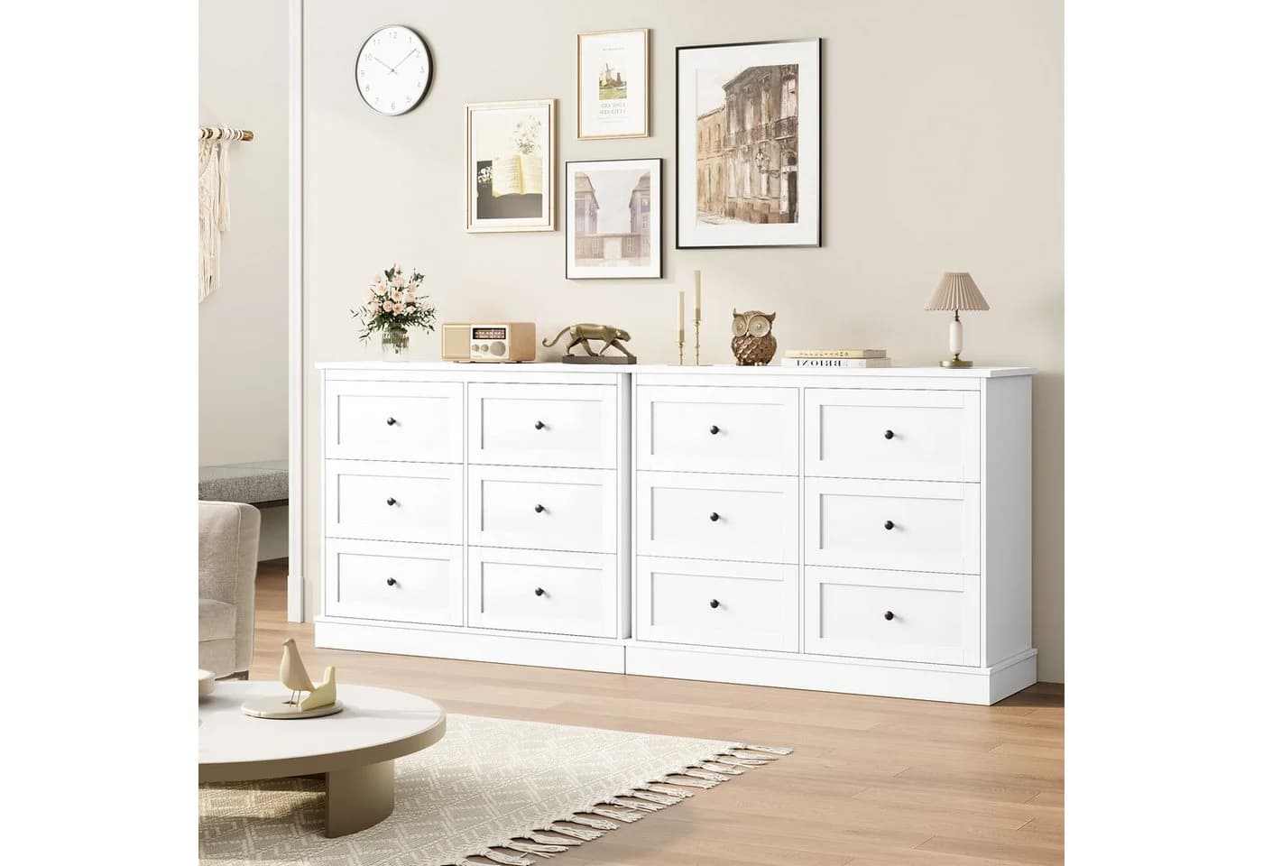 Homfa Kommode Weiß Sideboard 6 Schubladen Schlafzimmer Wohnzimmer - Bild 3