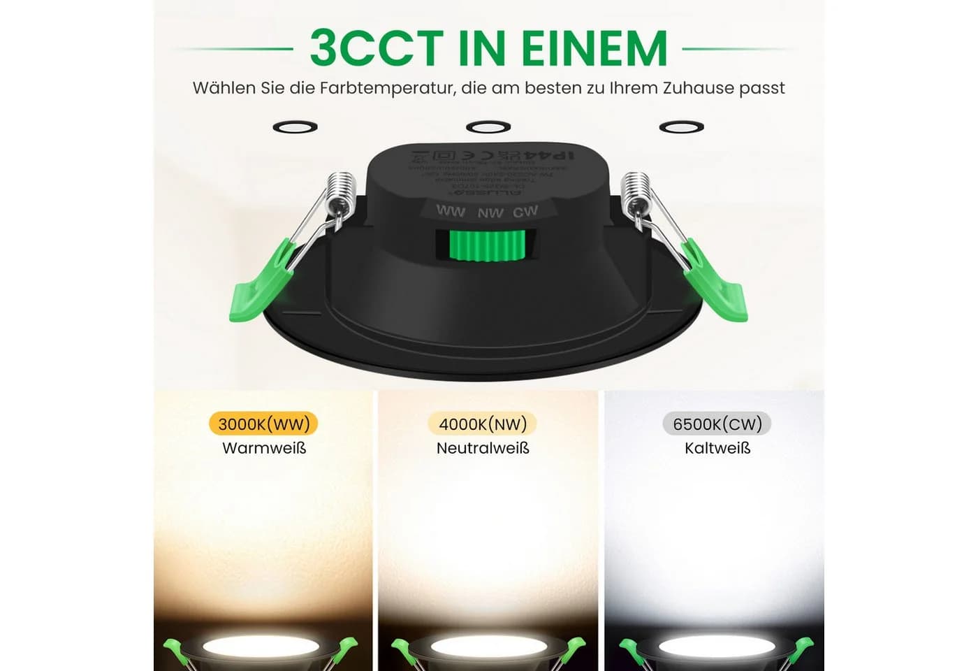 ALUSSO LED Einbaustrahler 6er-Set Dimmbar Schwarz - Bild 3