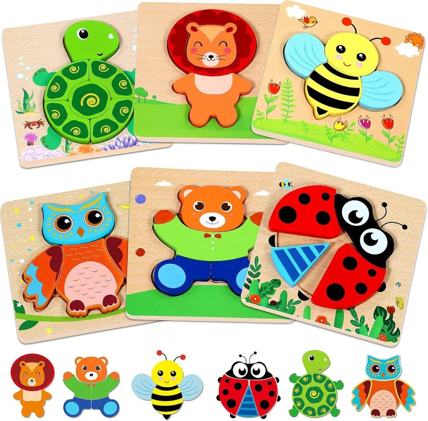 POPOLIC 6-teiliges 3D-Holzpuzzle für Kinder - Bild 2