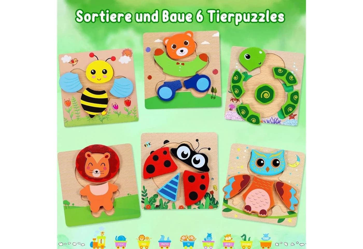 POPOLIC 6-teiliges 3D-Holzpuzzle für Kinder - Bild 5