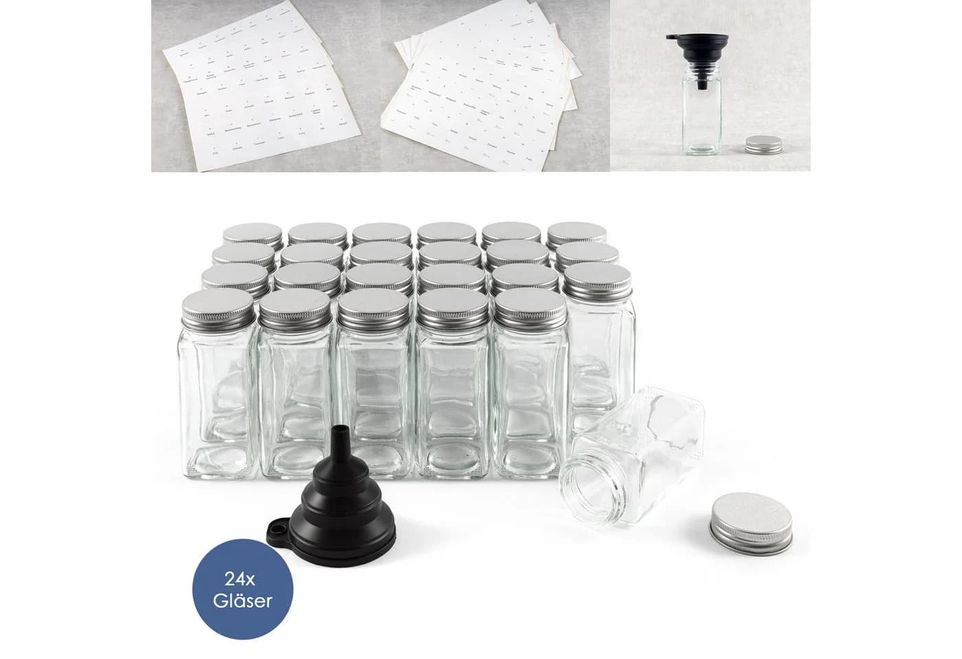Hanseküche Gewürzgläser Set 24-tlg. mit Streueinsatz Glas - Bild 2
